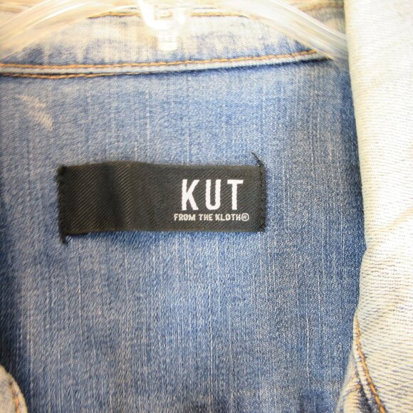 Kut from the Kloth Acid Wash Julia Cropped Jean Jacket Size S - Picture 3 of 13